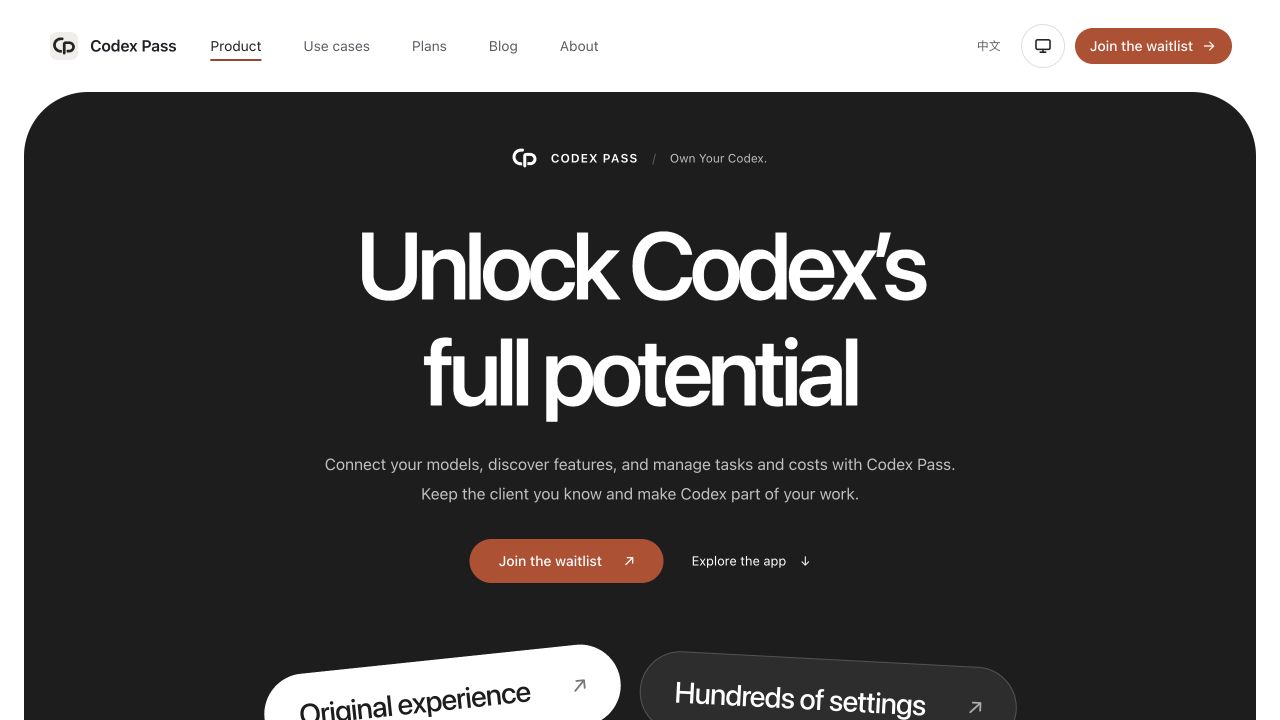 The updated Codex Pass website in English